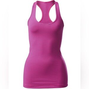 Lululemon Cool Racerback Hyper Stripe Neon Pink Rugged Blue